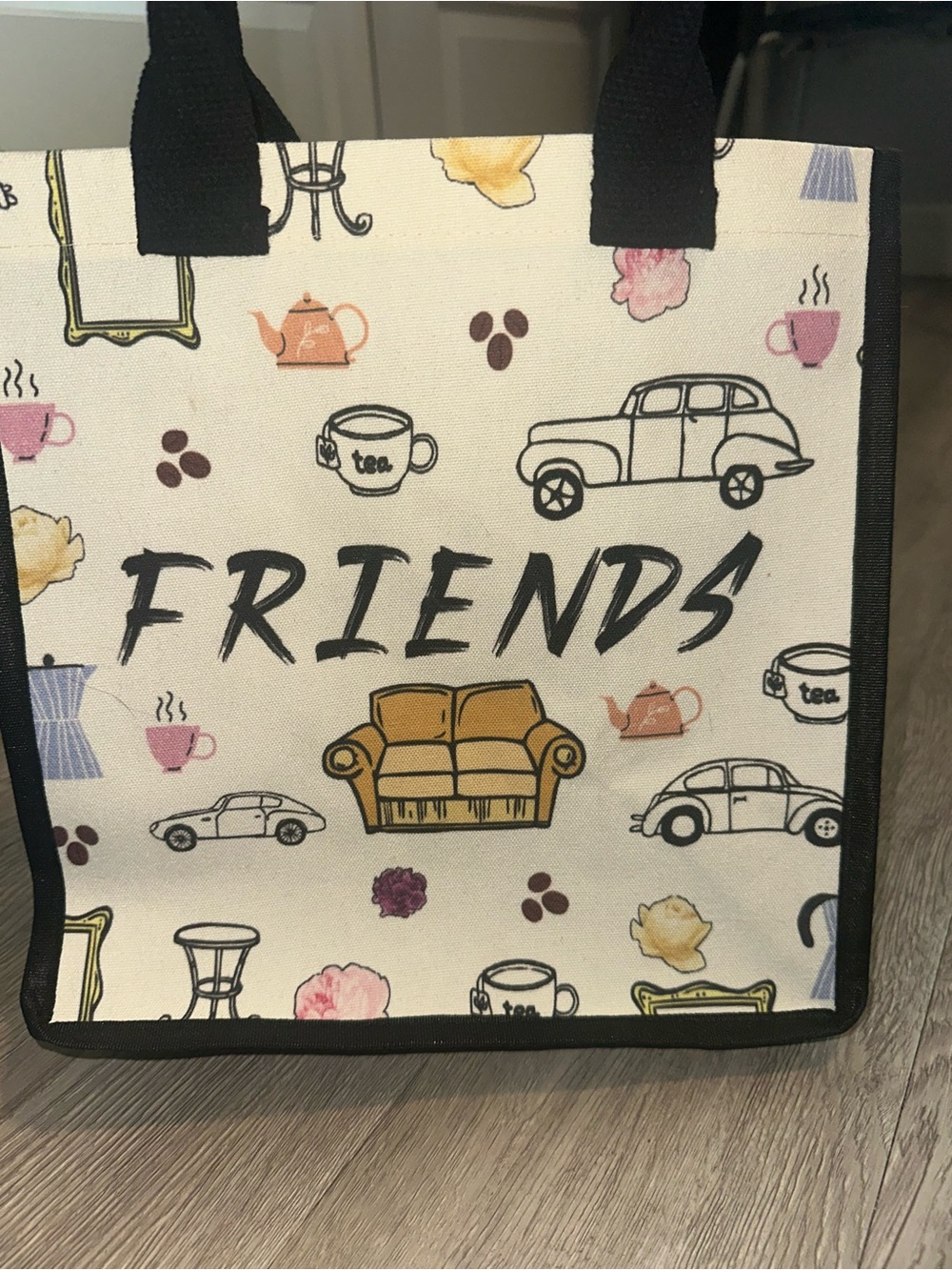 Friends Show Couch Logo Black Trim Canvas Shopping Tote Bag